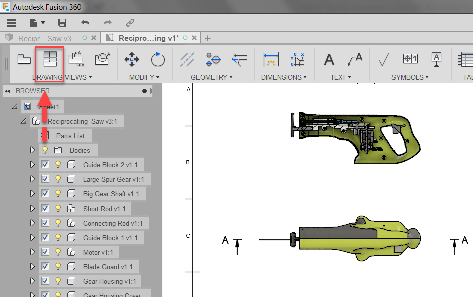Fusion 360 Tip & Trick 42 การฉาย View ตัดใน drawing Fusion 360 Tip & Trick 42 การฉาย View ตัดใน drawing