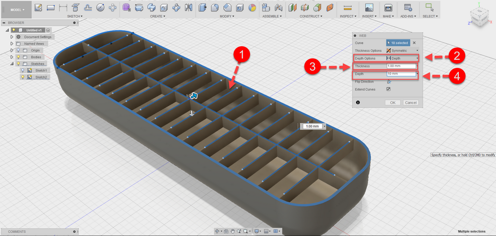Fusion 360 Tip & Trick 59 : การสร้าง Rib Fusion 360 Tip & Trick 59 : การสร้าง Rib