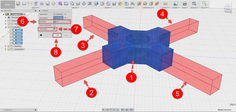 Fusion 360 Tip & Trick : Combine body Fusion 360 Tip & Trick : Combine body