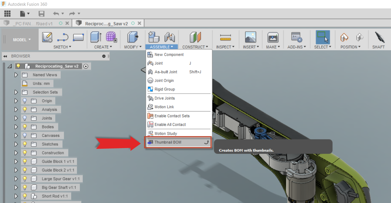 Review3 Fusion360 Partlist (Thumbnail BOM)